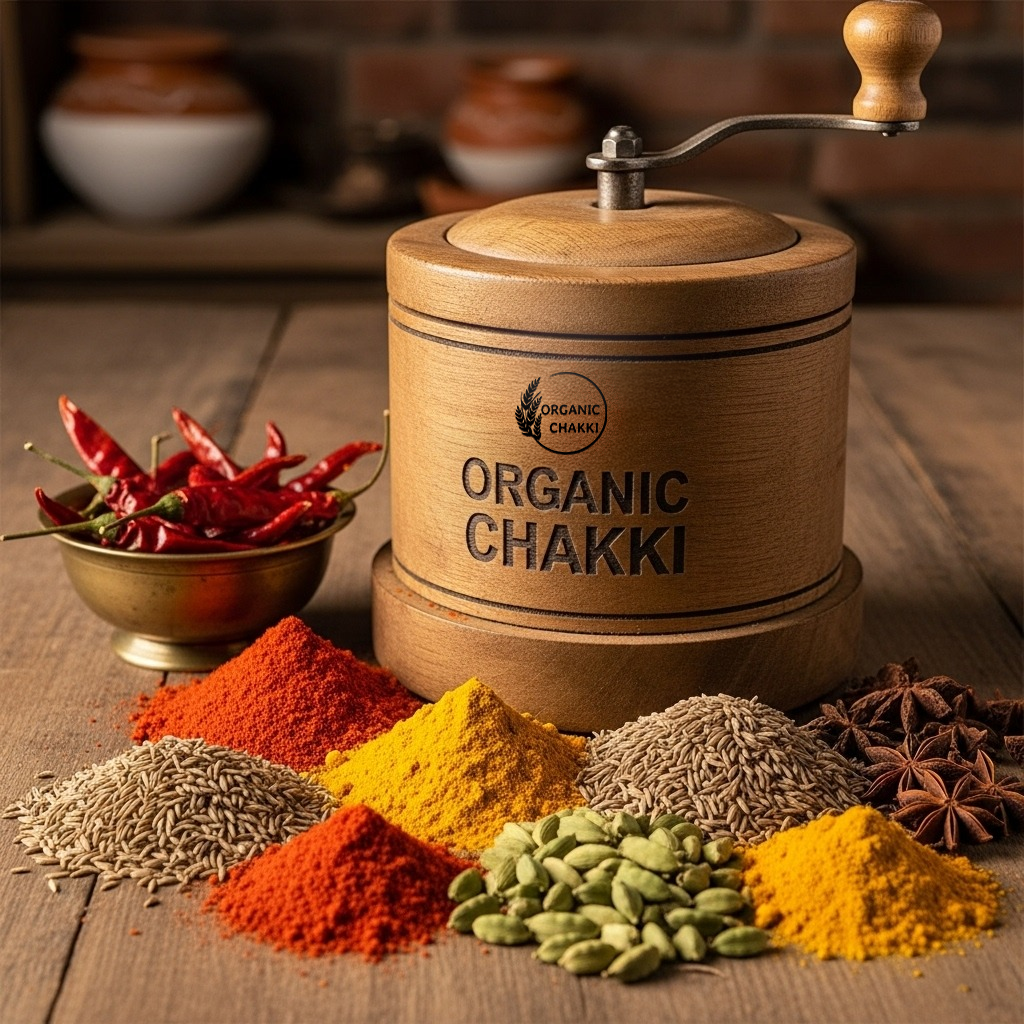 Organic Chakki Traditional Spice Grinder with Premium Spices